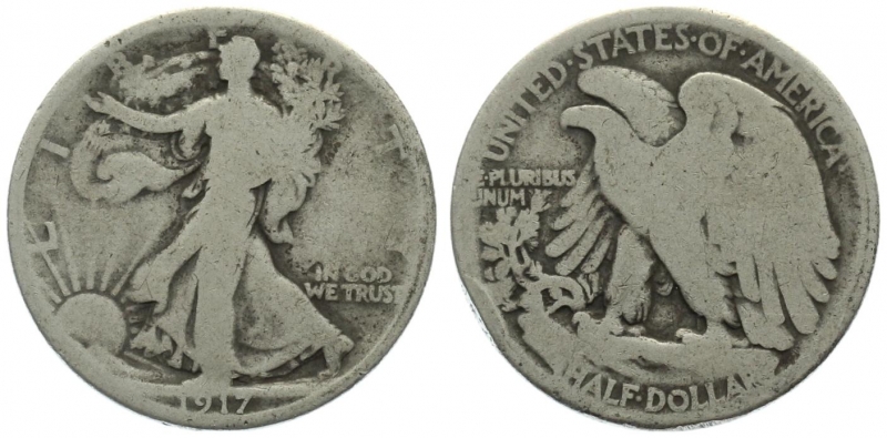 USA 1/2 Dollar 1917 o. Mzz. - Walking Liberty